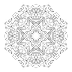 Islam arabic indian mandala coloring book page, vector illustration