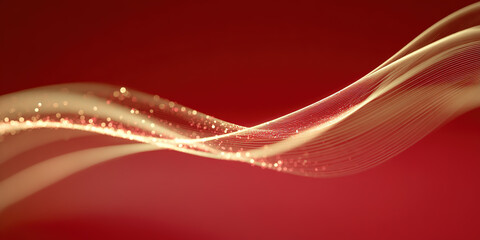 Red silk texture luminous particle ribbon technology background