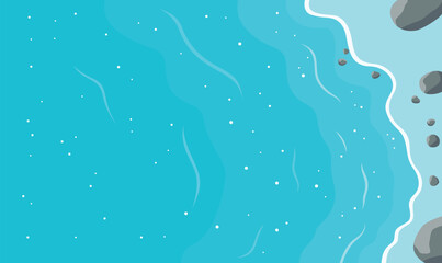 Aerial Top View of Ocean Waves Gently Crashing and Rolling Onto a Peaceful Shoreline