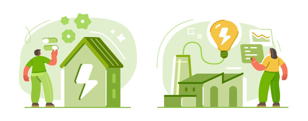 Energy efficiency eco concept. Renewable and sustainable green electricity