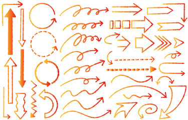 Orange gradient hand-drawn arrow set