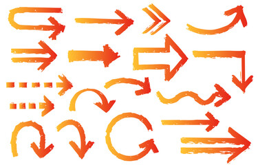 Orange gradient hand-drawn arrow set
