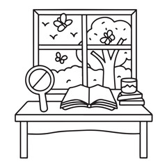 Hand drawn vector illustration, black & white design, Little corner bold & easy coloring book, Little corner bold & easy coloring pages, line art, coloring book, coloring pages, drawing book