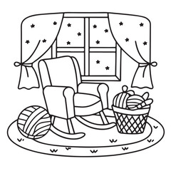 Hand drawn vector illustration, black & white design, Little corner bold & easy coloring book, Little corner bold & easy coloring pages, line art, coloring book, coloring pages, drawing book