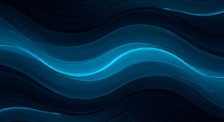 Blue Wave Abstract: A captivating display of undulating, azure waves in a dark setting. This artwork evokes a sense of calm and fluidity, perfect for conveying themes of motion, water, and energy.
