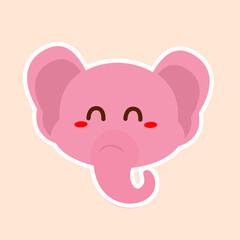 Elephant head cartoon. Cute animal illustration. Can be used for wallpaper and sticker