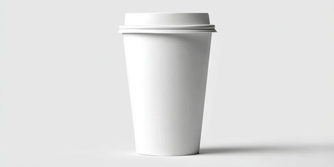 Elegant Minimalist White Paper Coffee Cup Against an Empty Background for Modern Design Mockups