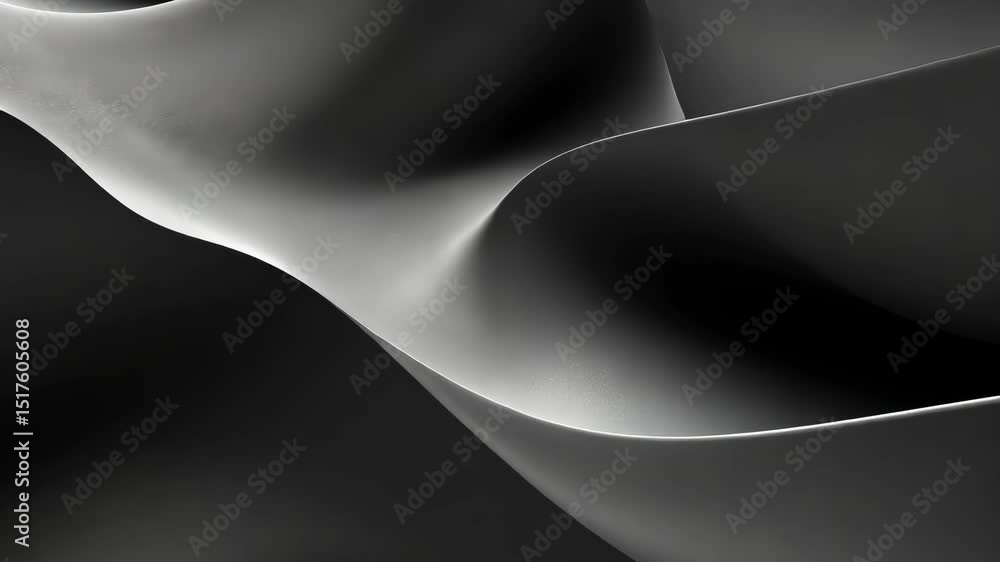 Poster abstract artwork with flowing lines, showcasing a play of light and shadow in grayscale.