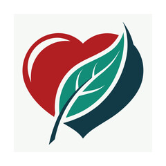 Naklejka premium Heart shaped leaf eco friendly organic love