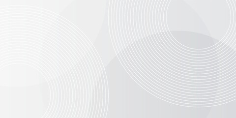 White geometric abstract background overlap layer on bright space with lines effect decoration. Modern graphic design element circles style concept for banner.