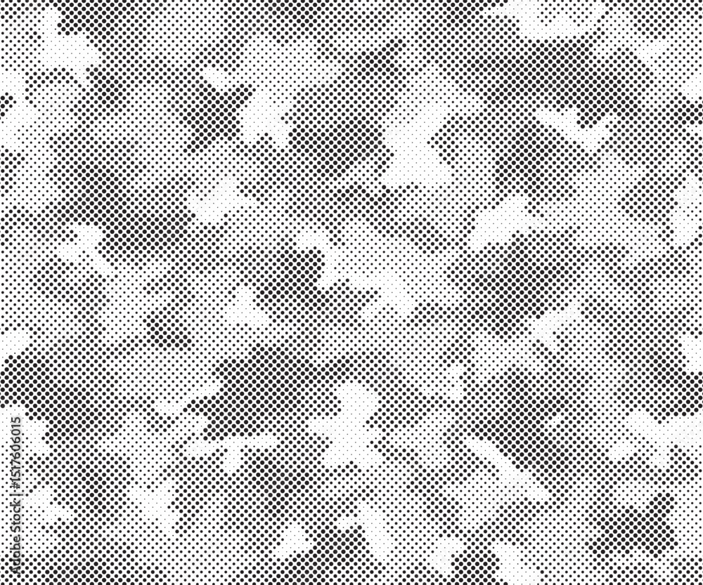 Leinwandbilder Abstract halftone seamless camouflage pattern. Repeating digital dotted hexagonal camo military texture background. Abstract modern fabric textile ornament. Vector illustration.
