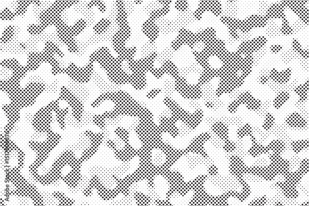 Leinwandbilder Abstract halftone seamless camouflage pattern. Repeating digital dotted hexagonal camo military texture background. Abstract modern fabric textile ornament. Vector illustration.