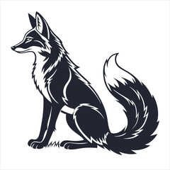 Obraz premium Modern Black Fox Silhouette on White Background