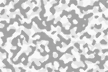 Abstract halftone seamless camouflage pattern. Repeating digital dotted hexagonal camo military texture background. Abstract modern fabric textile ornament. Vector illustration.