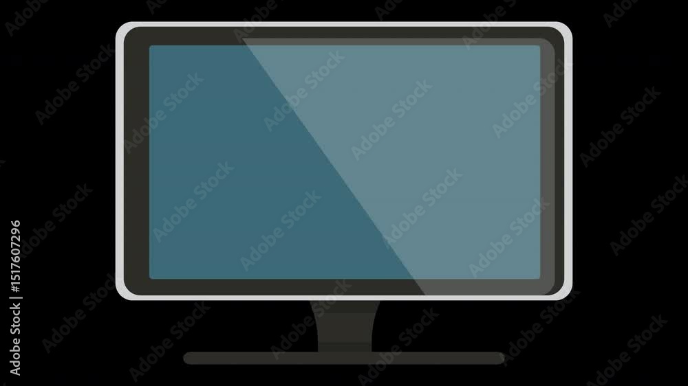 Poster cartoon style of monitor display screen on a transparent background for animation