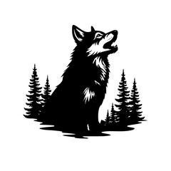 Illustration of Hallowing wolf vector 