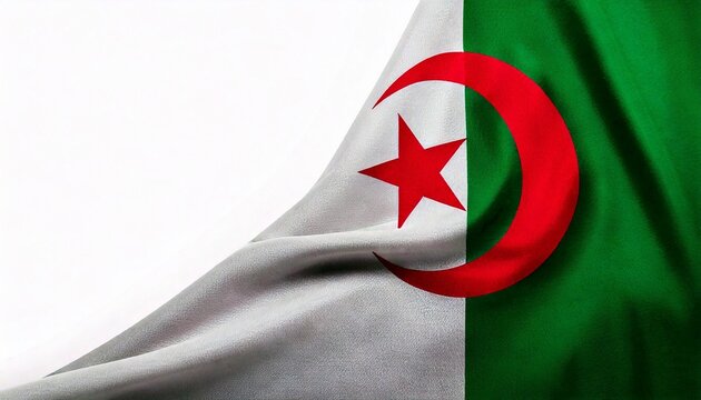 Algeria flag on white background. copy space