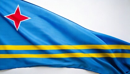Aruba flag on white background. copy space
