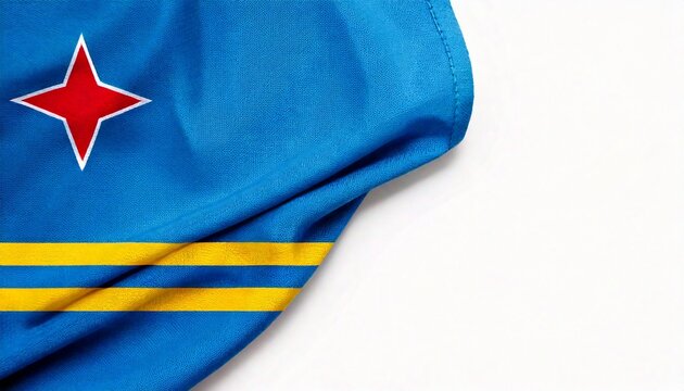 Aruba flag on white background. copy space