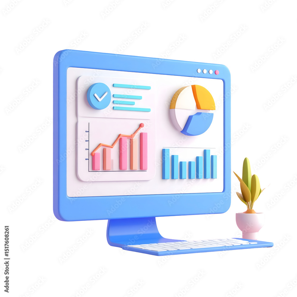 Poster transparent background data analysis and visualization concept on a computer screen
