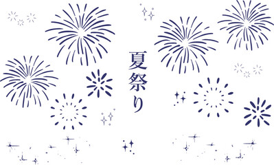 線画の花火大会の背景イラスト