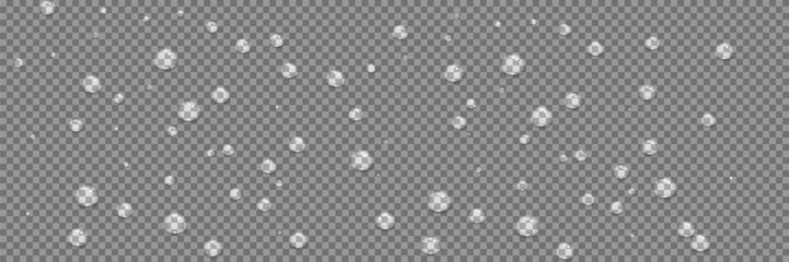 Realistic water drops. Drops after rain. Condensation on the surface, on the glass. Rain and dew. Vector.