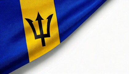 Barbados flag on white background. copy space 