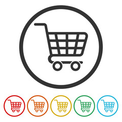 Shopping Cart icon. Set icons in color circle buttons