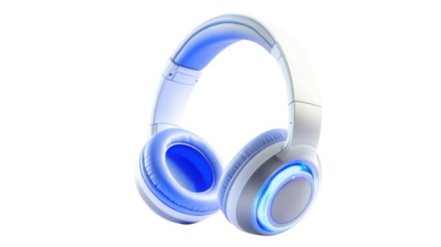 Modern wireless headphones with sleek design isolated on white background