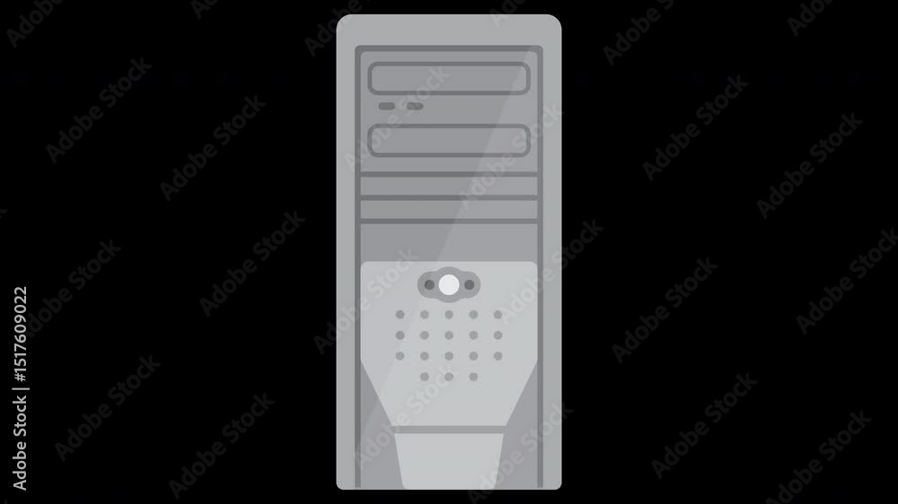 Poster stylized computer tower illustration on a transparent background for tech projects