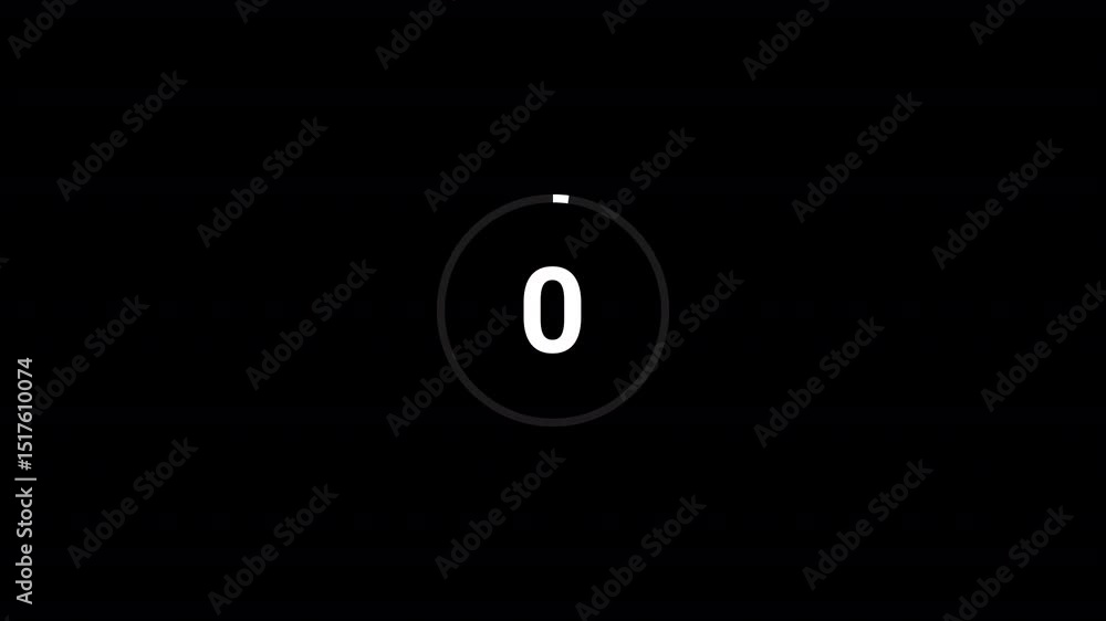 Wall mural five second countdown animation from 5 to 0 seconds on a transparent background, 5 second countdown 