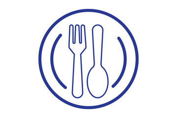 Stencil cutlery fork spoon knife plate icon isolated Food clipart Vector stock illustration