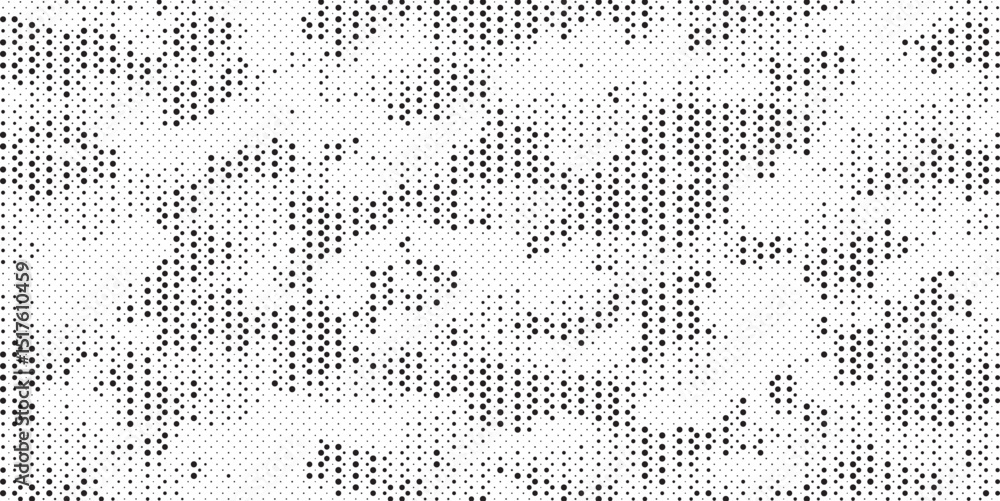 Poster Abstract halftone seamless camouflage pattern. Repeating digital dotted hexagonal camo military texture background. Abstract modern fabric textile ornament. Vector illustration.