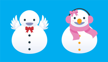 Set of snowmen with hat and gloves