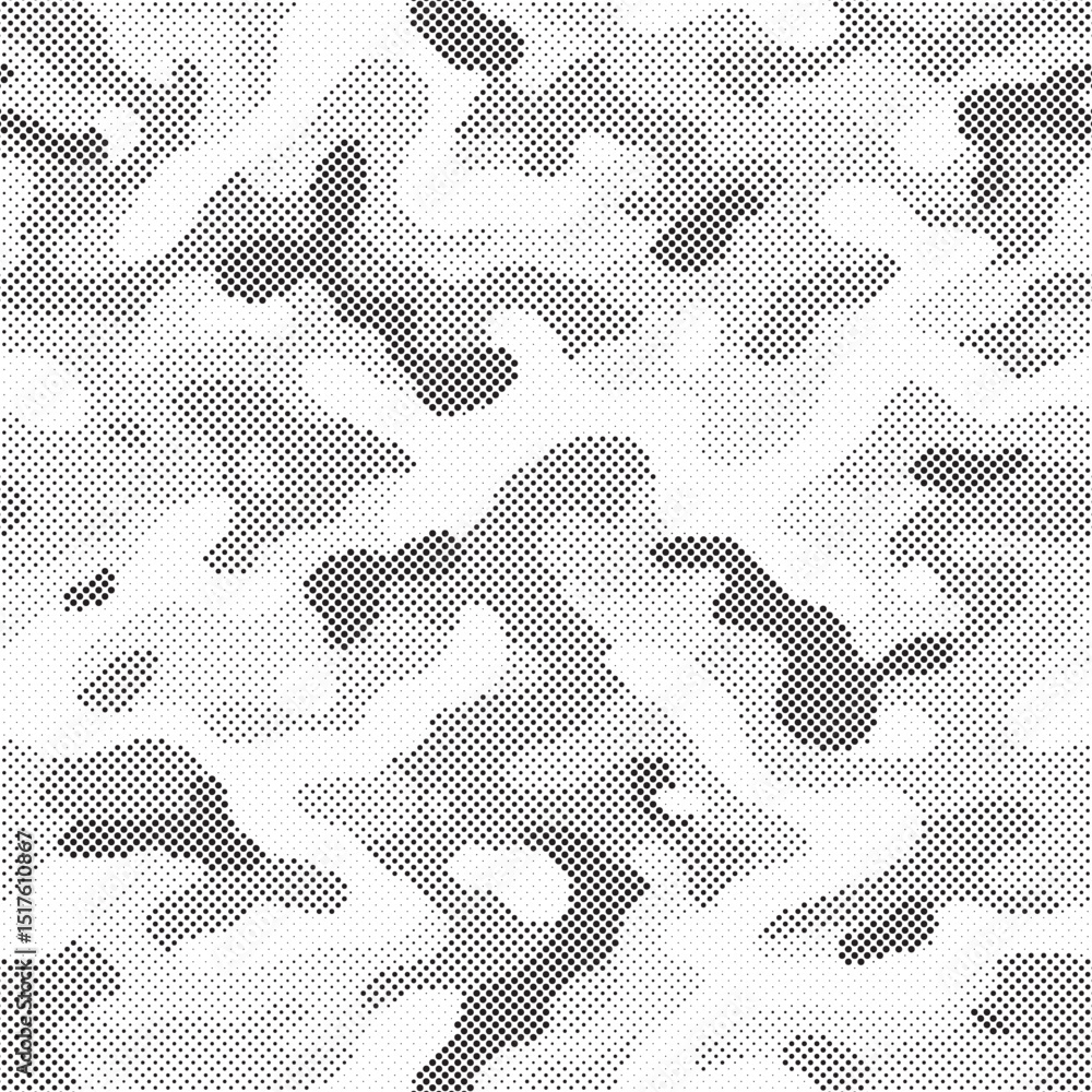 Poster abstract halftone seamless camouflage pattern. repeating digital dotted hexagonal camo military text
