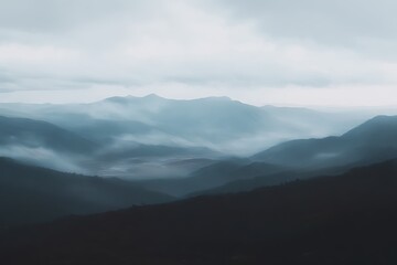 Obraz premium Misty mountains landscape in shades blue