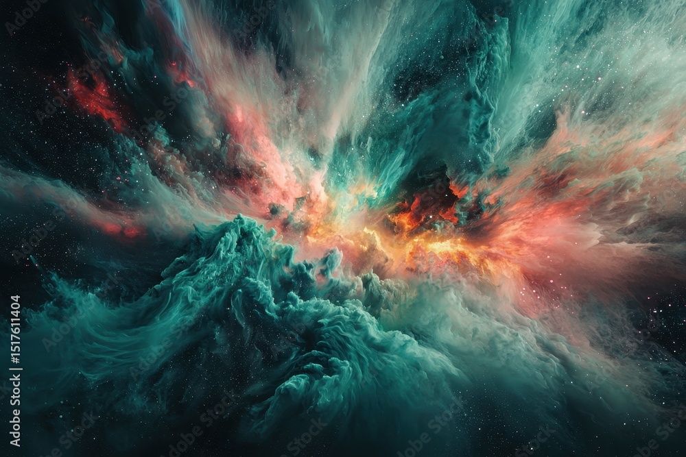 Wall mural stunning cosmic nebula with vibrant colors and swirling patterns in deep space captured in high reso