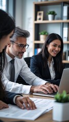 Collaborative Office Scene with Professionals Working Together in a Bright, Modern Space