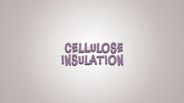CELLULOSE INSULATION Concept. Illustration with icons, keywords and arrows. 4K Video