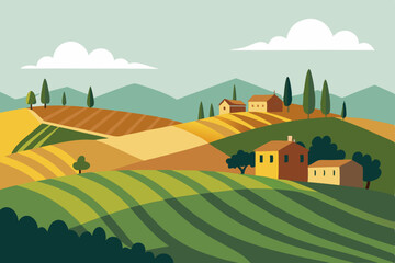 Obraz premium rural landscape with houses