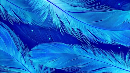Fototapeta premium Plumas de un azul vibrante dispuestas con gracia sobre un fondo oscuro 