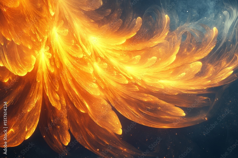 Aufkleber colorful abstract design with fiery orange swirls and soft gradients in a cosmic setting