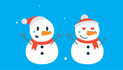 Set of snowmen with hat and gloves