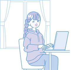 パソコン作業をしている女性