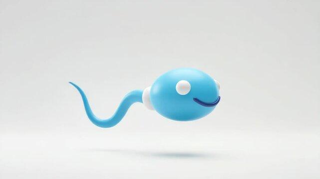 Cute Cartoon Sperm Animation Sequence on White Background for Medical Education