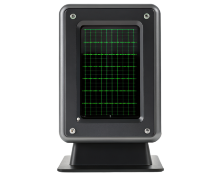 Small Electronic Display Monitor with Green Grid Pattern Screen on a transparent background