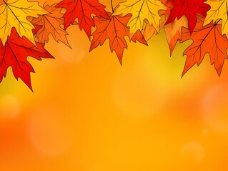 Colorful autumn leaves in red, orange, and yellow creating a vibrant seasonal border