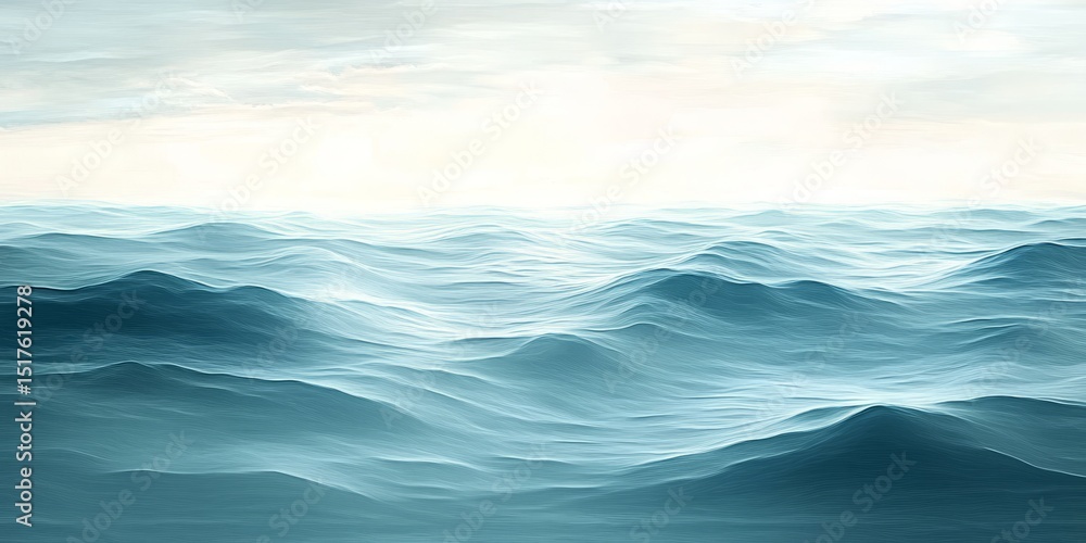 Poster tranquil azure waves creating gentle ripples on a serene turquoise ocean surface background