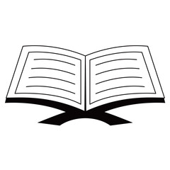 Stylized Open Book Outline on a Dark Stand Simple Black and White Design