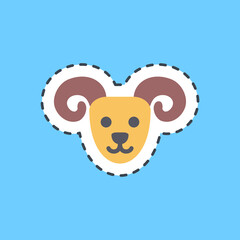 Cutting line sticker aries the ram. Zodiac horoscope elements.